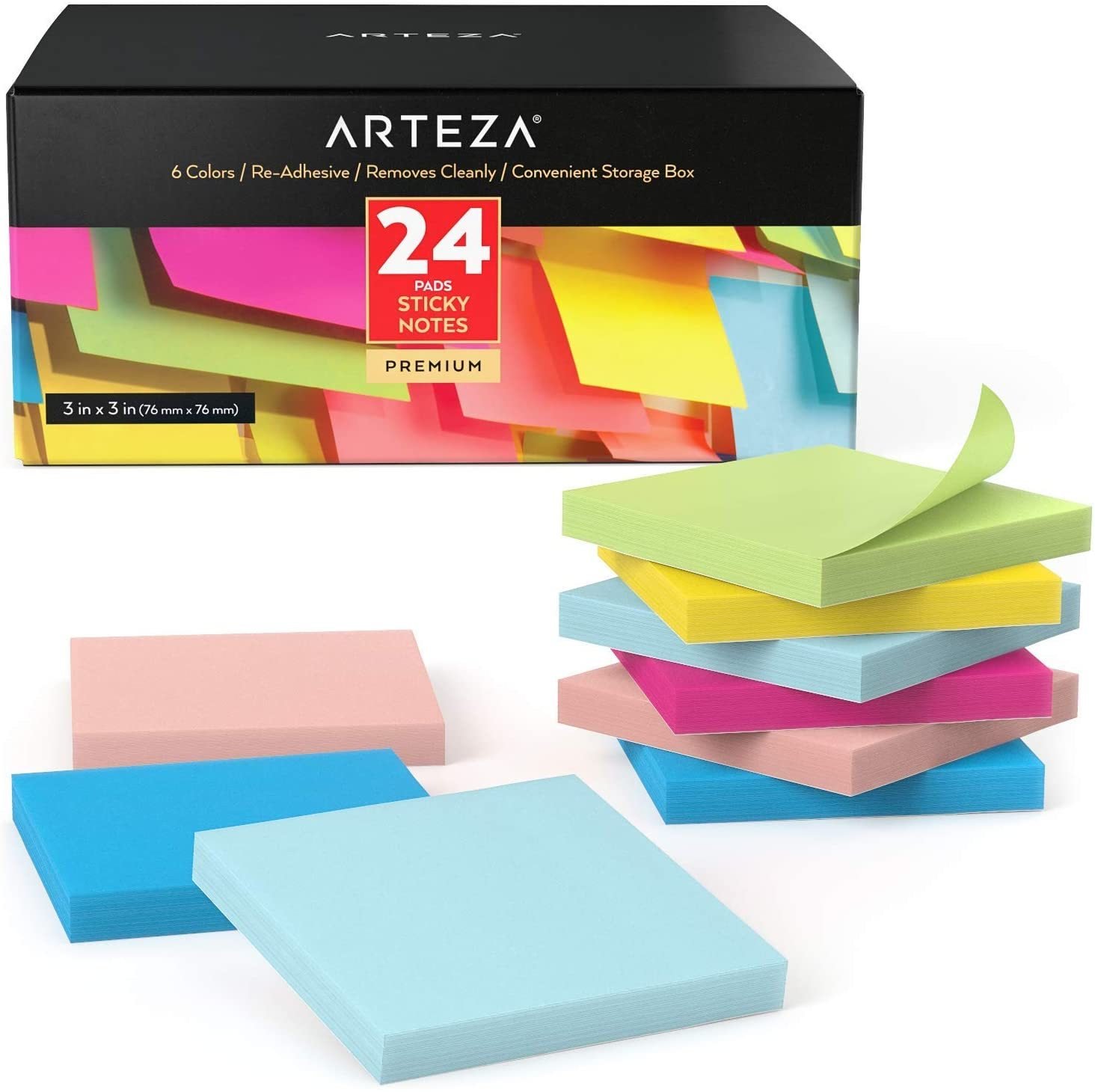 9eaa8681-52fb-4ae7-b1da-b768a33248a6.5d18b402bca3bc66409ef0f1f0b902b6.jpeg ARTEZA Sticky Notes, Assorted Colors, 100 Sheets,